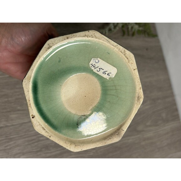 Vintage Porcelain Jar W/ Lid & Wicker Rattan Handle Floral Tea Caddy - Picture 10 of 13